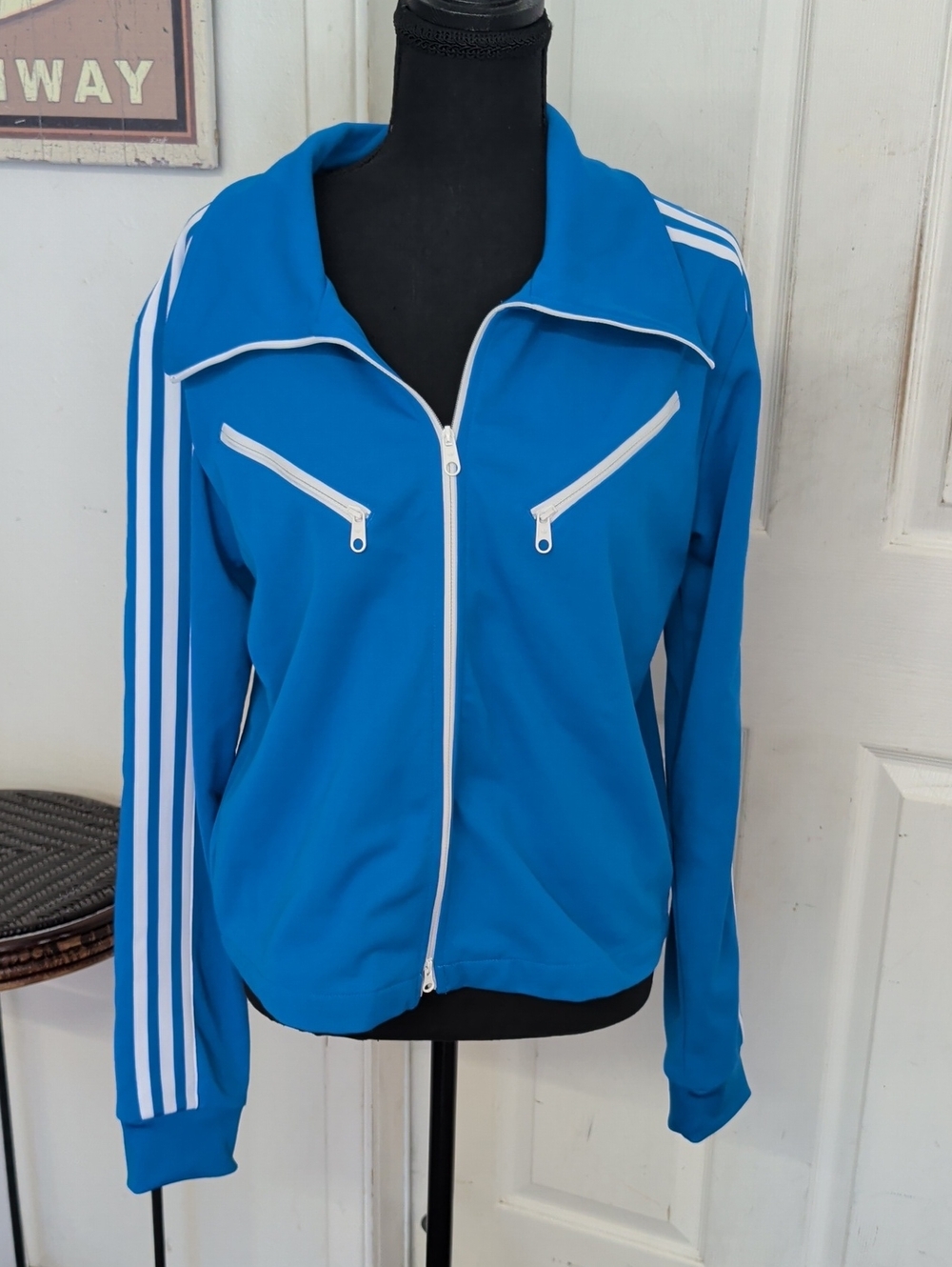 Adidas Originals Blue Version Montreal Tracksuit Top Moto Jacket Blue Women's XL
